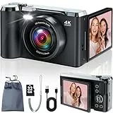 Digitalkamera, JDZ 4K Kamera Fotokamera 16X, Digitalkameras 1080P, Kompaktkamera mit 32 GB TF-Karte, Camera Digital, Foto Kamera für Kinder Teenager-Geburtstag, Weihnachten (Tiefes Schwarz)
