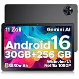 DOOGEE U11 Pro Android 16 Tablet 11 Zoll, 30GB RAM+256GB ROM (2TB TF) 8580mAh, 90Hz Display, Unisoc T7200 Octa Core Tablet PC, 13MP+5MP, 5G WiFi/Widevine L1/ GPS/Face ID/OTG [2025]
