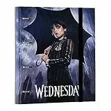 Grupo Erik Ringordner A4 Schmal 4 Ringe - Ordner Premium Wednesday Addams Fanartikel Aktenordner - - Ringbuch Büro Zubehör Schul, Schwarz, (CAT0141)