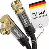 KabelDirekt – SAT Kabel, Koaxialkabel – Internet, Satellitenkabel – TV Kabel/Fernsehkabel, F-Stecker – Entwickelt in Deutschland – 90° gewinkelt/gerade – 2m (Radio, DVB-T2/DVB-C/DVB-S2 – schwarz)