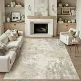 PureCozy Beige Abstraktes Teppich Wohnzimmer 200x300cm rutschfest Kurzflor Kunstwolle Schlafzimmer Teppich Waschbar Minimalistisch Bettvorleger Teppiche für Wohnzimmer Schlafzimmer Bereich Dekor