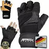 NetroxSports - Leder Trainingshandschuhe mit 40cm Handgelenkbandage für Krafttraining Kraftsport - Fitness Handschuhe Gym mit Handgelenkschutz Herren & Damen - Sporthandschuhe Fitnesshandschuhe