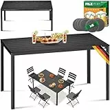 KESSER® Gartentisch 156x78cm für bis 6 Personen Esstisch Wetterfest & UV-Beständig | Pulverbeschichteter Stahl Tisch Holz-Design mit 6 Filz-Untersetzer für Garten & Terrasse | pflegeleicht & langlebig