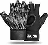 ihuan Atmungsaktive Fitness Handschuhe Herren Damen - Trainingshandschuhe, GymHandschuhe, Sporthandschuhe, Krafttraining, Bodybuilding, Kraftsport & Crossfit Training