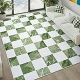 Alishomtll Wohnzimmer Kurzflor Teppich, Anti-Rutsch Weich Waschbar Küchenteppich, Moderner Geometrische Muster Teppich Läufer für Schlafzimmer Kinderzimmer Küche Eingang Grün 160x230 cm