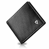Tomylv Geldbörsen Herren, RFID-blockierendes Kohlefaser-Leder, schlanke Bifold-Geldbörse für Herren, mit Münzfach, Kreditkartenhalter, Ausweisfenster, Geldscheinfächer, stilvoll, minimalistisch, mit