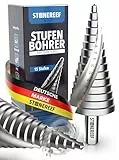 Stufenbohrer Profi aus HSS Stahl - [15 Stufen | Ø 4-32mm] - Kegelbohrer, Schälbohrer, Metall, Lochbohrer, Blechbohrer, Kunststoffbohrer, Lochfräser, Fräsbohrer, Lochschneider