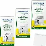usy Bundle für Heitmann Pure Reine Citronensäure, Hausmittel gegen Kalk 3er Pack (3x350g Packung) + usy Block