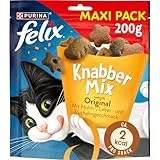 FELIX KnabberMix Original Katzensnack, Knusper-Leckerlie mit 3 Geschmacksrichtungen 200g
