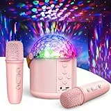 Dislocati Karaoke Maschine mit 2 Karaoke Mikrofon, Geschenk Spielzeug Mädchen 3-15 Jahre, Tragbarer Bluetooth Lautsprecher mit Disco Licht für Kinder & Erwachsene,Weihnachts Gechenke für Kinder