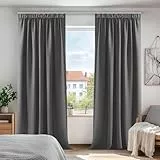 Deconovo Vorhänge Blickdicht Verdunkelungsvorhänge 2er Set H245 x B140 cm Gardinen mit Kräuselband Vorhang Wohnzimmer Thermovorhang Wärmeisolierung Hellgrau