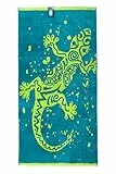 jilda-tex Strandtuch 90x180 cm Badetuch Strandlaken Handtuch 100% Baumwolle Velours Frottier Pflegeleicht (Gecko)