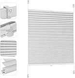 Sekey Plissee ohne Bohren Verdunkelung, Fenster Plissee Klemmfix Jalousie 70 cm breit, Verspannt Blickdicht Sonnenschutz Fensterollo, 70x130cm, Weiß