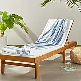 Amazon Basics Strand-, Pool-, Fitness- & Saunatuch, 100% Baumwolle Cabana-Streifen, 76 x 152 cm, Himmelblau, 2er-Pack