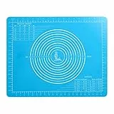 SUPER KITCHEN Rutschfeste Backunterlage Antihafte Backmatte Silikon Groß Teigunterlage Ausrollmatte XL Silikonmatte Fondant Pizza Teigmatte - Epoxidharz Resin Matte (50×40cm, Blau)