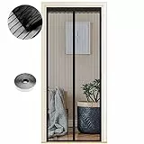 Fliegengitter Tür Magnet Insektenschutz, Verschiedene Größen, 105 x 205cm, Magnetvorhang ist Ideal für Balkontür Wohnzimmer und Terrassentür, Ohne Bohren, Schwarze Streifen