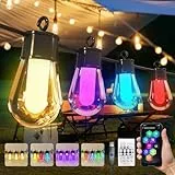 15M LED Lichterkette Außen Bunt Strom 20 RGB S14 Glühbirne,Smart App mit 99+ Modi und Timer, für Outdoor Wasserdicht Terrasse, Hinterhof, Party, Hochzeit, Garten, Balkon （USB）