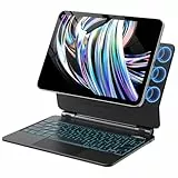 aMZCaSE Magnetische Tastatur Hülle für iPad Air 5/4,Air 11 Zoll M3/M2 (2025/2024),Magic Keyboard mit Trackpad für iPad Pro 11 Zoll 4/3/2/1,QWERTZ,7-Farbige Hintergrundbeleuchtung,Schwarz