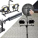 Northpoint LED Strahler Baustrahler mit ausziehbarem Quick Release Stativ 100W 5m Netzkabel ca. 9000 Lumen Lichtleistung mit rückseitigem Schalter und Steckdose dimmbar