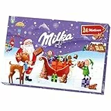 Milka Adventskalender mit gefüllten Schokofiguren aus Alpenmilch-Schokolade & Milchcrème – 24 Türchen – 200g