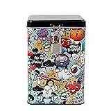 I-TOTAL® – Lustige Spardose mit Vorhängeschloss und Schlüssel, Sparbüchse aus Metall mit Verschluss (Graffiti)