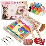 ZENOMORI Premium Webrahmen für Kinder ab 4 Jahre zum Weben und Stricken -DIY Holz Webstuhl Kreatives-Bastelset 29x19cm mit farbiger Wolle Schulwebrahmen für Anfänger und Schüler
