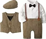 mintgreen Baby Junge Kleidung Set Party Passen mit Retro Hut, Braun, 3-6 Monate