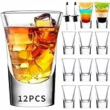 SuproBarware Schnapsgläser 35ml/3.5cl, Shotgläser, 12er Shot Gläser für Tequila, Wodka, Ouzo, Likör etc. Idee für Party. Spülmaschinenfest.Transparent
