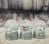 3 süße Mini-Schneekugeln Silber Landschaft | Hüttenzauber, Weihnachtsmann, verschneite Berge | Weihnachten & Wichtelzauber | Breite 45mm Höhe 65mm | 20311abc