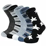 Chalier Cozy 5 Paar Dicke Kuschelsocken Weiche Komfortable Winter Herren Socken Warm Home Flauschige Bett Socken Geschenke für Männer Frauen