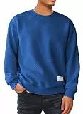 Meilicloth Herren Sweatshirt Raglan Sweat Langarm Crew Neck Casual Pullover Blau L