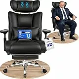 BASETBL Bürostuhl 200kg, 4D Armlehnen, Chefsessel mit 4-stufiger Gasdruckfeder, Verstellbarer Lendenstütze & Kopfstütze, Leises Gummirollen, XXL breiter Sitz, EN12520, ergonomischer Schreibtischstuhl