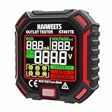 KAIWEETS Steckdosentester mit RCD-Prüfung und LCD-Voltage-Display, Spannungsanzeige, 7 Verdrahtungsprüfungen, Leckspannungsmessung, Steckdosenprüfer 200-250 V, CAT II 250 V