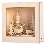 Rayher Holzbausatz 3D-Motivrahmen Winterland, FSC zertifiziert, 20 x 20 cm, Tiefe 6,6 cm, Set 14teilig, zum Basteln und Bemalen, 46308000, Braun