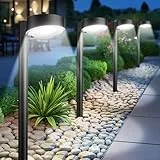 BUCASA Solarlampen für Außen Garten, 8X12 LEDs Helle Solarleuchten für Außen mit Längere Arbeitzeit, IP65 Wasserdicht Solar Gartenleuchten Deko für Rasen Terrasse Hof Balkon Kaltes Weißes