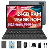 BESTTAB Android 14 Tablet 10 Zoll,24(8+16) GB RAM+256GB ROM,Octa Core Tablet mit Tastaturen,Grau