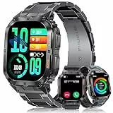 MEGALITH Smartwatch Herren Fitness Tracker: Wasserdicht Fitnessuhr Sport Schrittzähler - Militär Smart Watch Kompatibel Android iOS - Schwarz Armbanduhr Herren mit Telefonfunktion