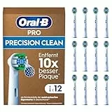 Oral-B Pro Precision Clean Aufsteckbürsten — ORIGINAL Zahnbürstenaufsatz für Elektrische Oral-B Pro Zahnbürsten — Ersatzbürsten, Bürstenköpfe — Weiß, 12 Stück