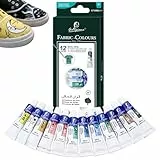 Nurila Textilfarbe Waschmaschinenfest, 12 Farben Stoffmalfarben Waschfest, 6ml Textilfarben, Stoffmalfarbe, Fabric Paint für T-Shirt, Stofftasche, Segeltuchschuhe, Jeans, Hut, Zeichenpapier