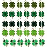 CharmBurst 40 Stück Glücksbringer Anhänger, Metall Kleeblatt, St. Patrick's Day Dekoration, DIY Bastelzubehör, Glücksbringer Ketten und Armbänder Kleine Anhänger