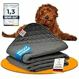 SympaTierisch wasserdichte Hundedecke - Robuste Hundematte als Schutz für Sofa & Bett - rutschfeste Hundedecke auch für große Hunde geeignet - in der Waschmaschine waschbar - 100 x 80 cm - grau