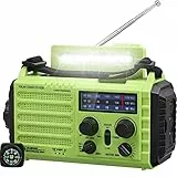 Mesqool Tragbare Kurbelradio, Notfallradio mit 5000mAh Akku, Solar Radio mit Weltempfänger, Typ C | AM/FM/SW Radio | Notfallset | LED Taschenlampe & Leselampe | Kompass für Wandern, Camping, Freien