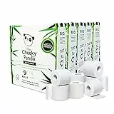 The Cheeky Panda Bambus Toilettenpapier 3-Lagig Großpackung | 48 Rollen x 200 Blatt (9 Rollen x 5) | Klopapier Plastikfrei Verpackt | Eco WC Papier
