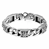 JewelryWe Schmuck Herren Armband Edelstahl Poliert Totenkopf Schädel Armbänder Armschmuck, Silber