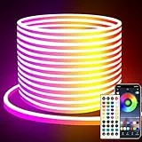 Segrass LED Strip 20m, Mit Fernbedienung, APP Steuerung, IP65 Wasserdichte Flexible RGB LED Streifen, 24V Neon LED Band, Anwendbar Auf Schlafzimmer Und Außendekoration