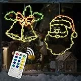 Bseical 2 Stück Weihnachtsbeleuchtung Weihnachtsdeko Fenster Bunt, Weihnachtsmann Innen, Christmas Lights Decorations Fensterbeleuchtung Weihnachten, mit Timer & Fernbedienung