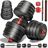 RE:SPORT 2 in 1 Hanteln Set 15-30kg | Hantelset verstellbar | Kurzhantel & Langhantel | Sternverschlüsse & Verbindungsrohr (30 kg)