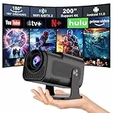 Salange HY320 Mini Beamer,4k Unterstützt Heimkino Projektor,Android 11.0 Video Projector,Unterstützt 1080P WiFi6 BT 5.2,Tragbarer Beamer Handy Outdoor,Auto Trapezkorrektur