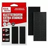 Klick Berlin Klettstreifen Selbstklebend Extra Stark | 3 cm x 10 cm | klebt auf vielen Flächen | Klettverschluss | 30mm breit, 100 mm lang Klettband