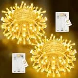 Peasur Lichterkette Batterie mit Timer, 10M 100 LED Warmweiß Weihnachten Lichterketten Batteriebetrieben, 2 Modi Wasserdicht Lichterkette Innen Weihnachtsdeko für Hochzeit, Party, Zimmer, 2 Stück